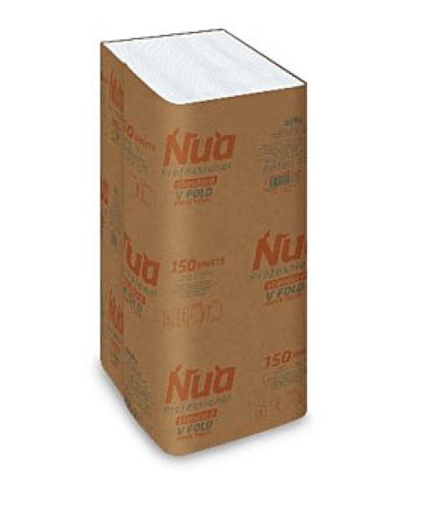 Prosoape de mîini 2 str, 210x230 mm, 150 buc, Cellulosa Premium V Fold, Nua Professional 1/24, 501246